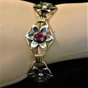 VITG ART DECO STERLING SILVER AMYTHEST BRACELET